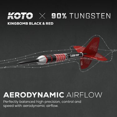 Набір дротиків Kingbomb чорно-червоний: 3 бочки, польоти, вали, гаманець