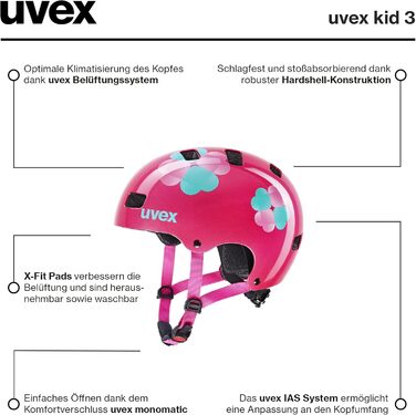 Дитячий велосипедний шолом uvex Kid 3, міцний, регульований розмір, знімна підкладка