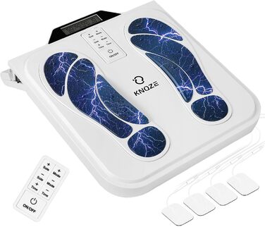 Електростимулятор кровообігу EMS TENS, масажер для ніг з 10 режимами та 50 рівнями інтенсивності, бездротовий масажер з 4 електродними подушками для зняття болю та покращення кровообігу