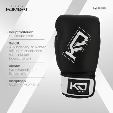 Боксерські рукавички Picsil Kombat Kyros для тренувань та боїв, універсальні, для Муай Тай, ММА, кікбоксингу