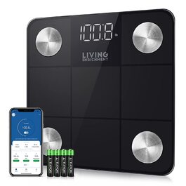Розумні ваги Living Enrichment для вимірювання жиру, ІМТ та ваги тіла, Bluetooth, до 181,4 кг, чорні, з мобільним додатком