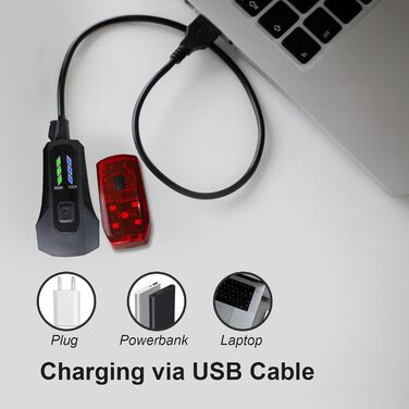 ANTELA Набір велосипедних фар StVZO, LED, USB-C, водонепроникний, передня і задня фара