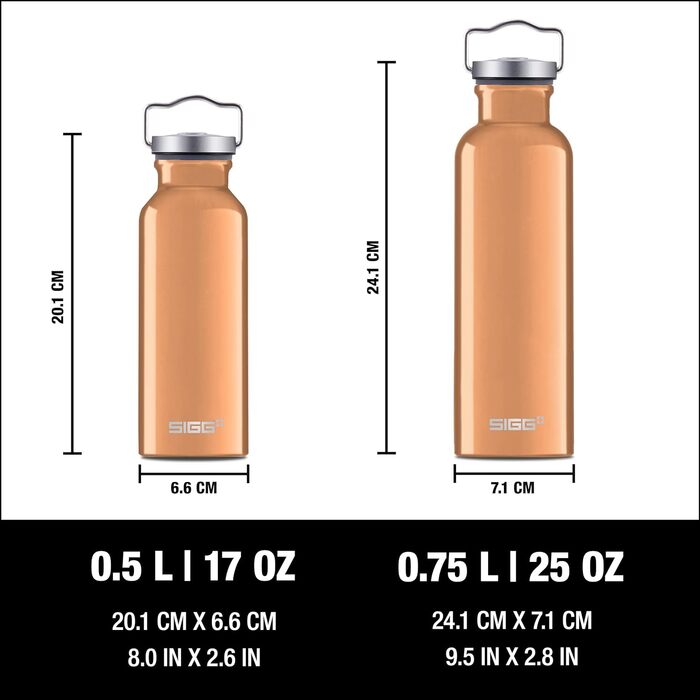 Пляшка для пиття - Оригінал - Кліматично нейтральний сертифікат - Підходить для газованих напоїв - Герметичний - Легкий пір'я - Без BPA - 0,5 л / 0,75 л (мідь, 0,75 л)