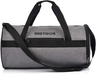 Сумка спортивна Meteor 25L - унісекс, 48x25x25 см, сіра/чорна