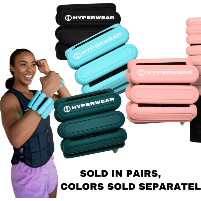 Гантелі-обважнювачі для зап’ясть і щиколоток HYPERWEAR 0,5 кг, регульовані ваги для жінок для ходьби, бігу, пілатесу, йоги, барре, стильний дизайн
