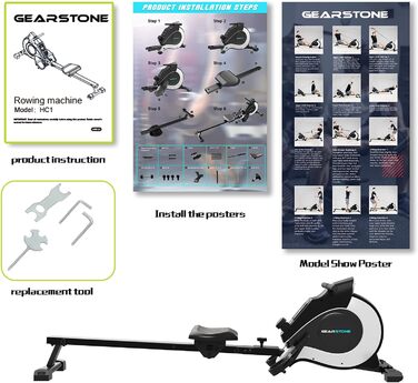 Гребний тренажер GEARSTONE HC-1, магнітний, тихий, LCD, домашній