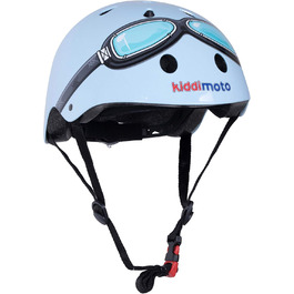 Дитячий велосипедний шолом Kiddimoto Goggle Pilot M, 53-58 см, синій, для дітей 5-12 років