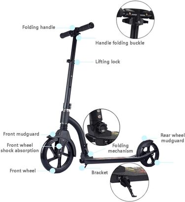 Міський скутер NANANA, трюковий скутер Самокат для дітей та дорослих Kick Scooter, Міський скутер складний і регульований по висоті 31-39 дюймів, ABEC-7 Кулькові підшипники, Фрістайл в скейт-парку Весела їзда