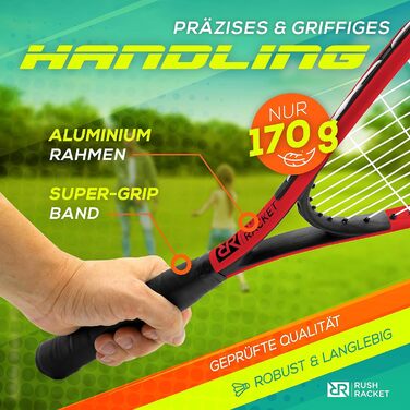 Набір ракеток Rush RS3 Speed Badminton Set 5 предметів (2 ракетки, 5 воланів, софтбол, 8 разів розмітка поля, сумка для перенесення) Crossminton Set - Turbo Badminton Set - Speedbadminton Set (4th Red)