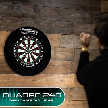 Дротиковий щит Harrows Quadro I з трьома зонами, ультратонкий дріт, унікальний дизайн, максимальна складність, 240 балів, ексклюзивна мішень для дартсу