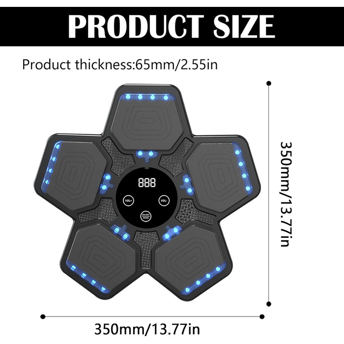 Музична боксерська машина, Світлодіодна музична боксерська машина Розумна музична боксерська машина для дорослих і дітей Регульований 5 режимів Box Wall і режим підрахунку Музичний панч для корекції фігури Силові тренування Зняття стресу