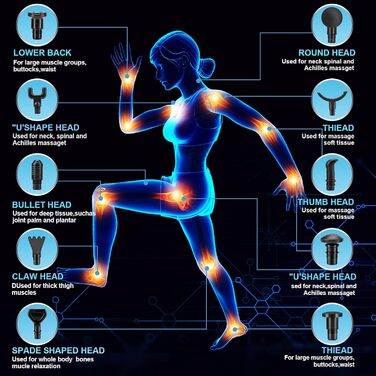 Масажний пістолет, м'язовий перкусійний масажер з 30 швидкостями Безшумні ручні масажери Масажний пістолет з сенсорним РК-екраном Масажний пістолет на 10 головок для розслаблення плечей, тіла, спини