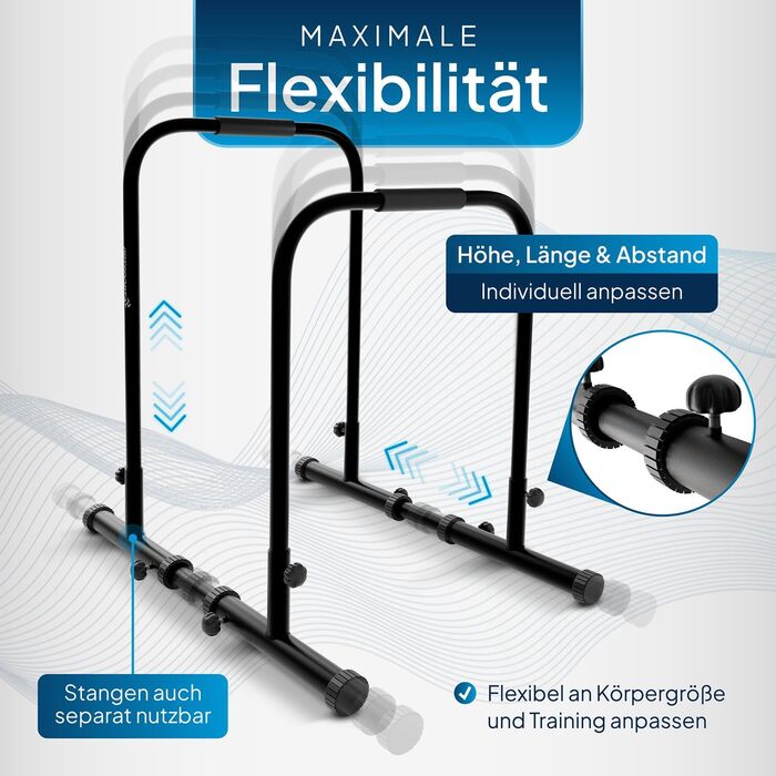 Dip Station - Push Up Bar до 500 кг - Регульована, Black