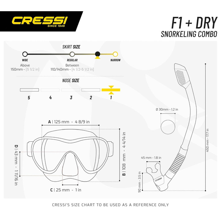 Безкаркасна маска F1 або Combo Set Безкаркасна маска трубка суха для дайвінгу та снорклінгу, One Size, Комбінований набір унісекс чорний, 1 -