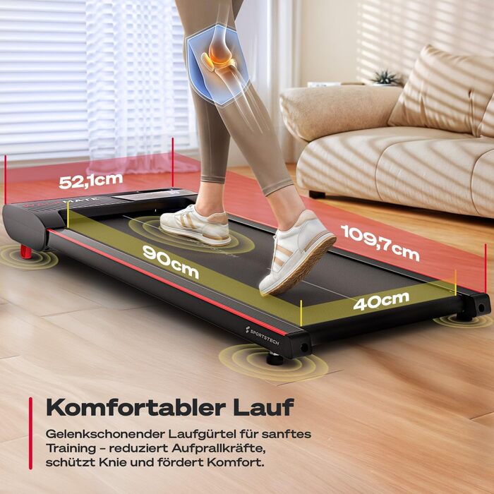 Бігова доріжка Sportstech Walking Pad до 6 км/год, ручний нахил 9%, дистанційне та додаткова керування, LCD-дисплей, крокомір, компактна, на колесах, до 120 кг