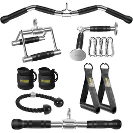 Насадки для тяги Lat Pulldown Combo, аксесуари для тренажерів з грифом для тяги і біцепса, сумісні з більшістю фітнес-станцій, з міцної сталі