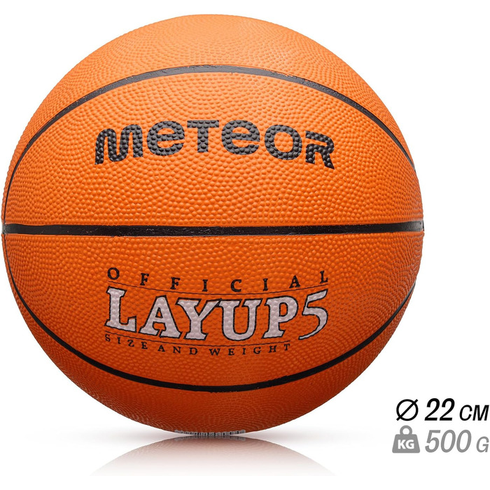 Дитячий міні-баскетбольний м'яч meteor Layup Розмір 5 6 7 Ідеально підходить для молоді Дитячі ручки від 4-8 років Ідеальний баскетбол для тренувань М'який баскетбольний м'яч з чіпкою поверхнею Розмір 5 (Kids) помаранчевий