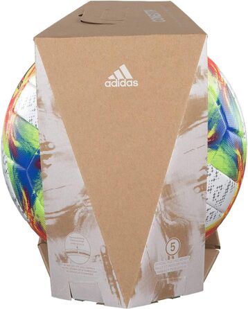 Футбольний м’яч adidas Conext 19 Omb, розмір 5, біло-жовтий/червоний/синій, офіційний матчевий