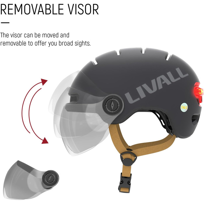 Шолом LIVALL L23 зі світлодіодом, козирком, сертифікат NTA8776