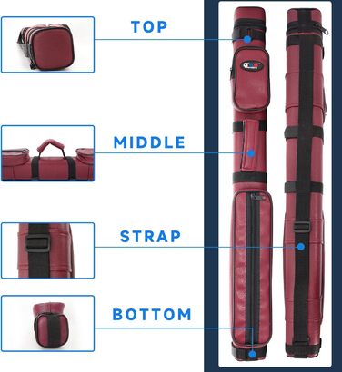 Кейс для більярдного кия GSE Deluxe 2x2, жорсткий, квадратний, бордовий
