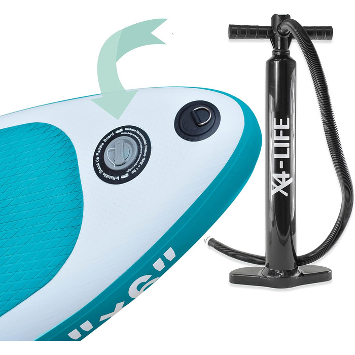 Надувна SUP-дошка X4-LIFE 305 см з аксесуарами, до 150 кг, комплект для ремонту, весло, плавник, сумка для перенесення – ідеально для літа