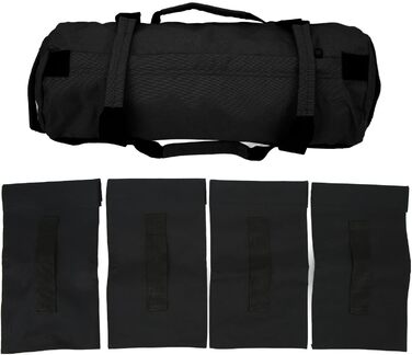 Спортивна сумка Septpenta Sturdy Sandbag, 6 ручок, тренувальний мішок з піском з підкладкою, багатофункціональна фітнес-вага для важкої атлетики, передні присідання, веслування в нахилі, біг на спині чорний