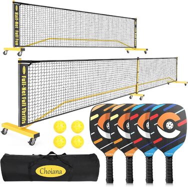 Набір Choiana Pickleball портативна сітка 6,7 м з колесами, 4 весла