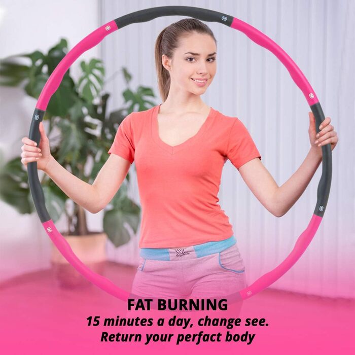 Хула-хуп для дорослих діаметр 95см Advanced Fitness для схуднення Hoola Hoops Weight Loss 8 знімних частин Рожевий - Сірий