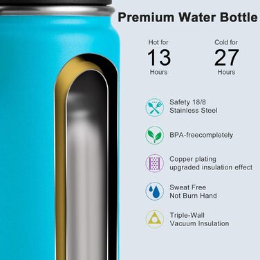 Термос пляшка 350 мл з нержавіючої сталі, вакуумна, BPA Free, для спорту, школи, фітнесу та активного відпочинку, герметична