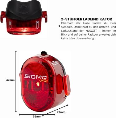 Комплект велосипедних ліхтарів Sigma Sport ROADSTER USB / NUGGET II, 25 люкс, акумуляторні, передня та задня LED фара, StVZO, чорний