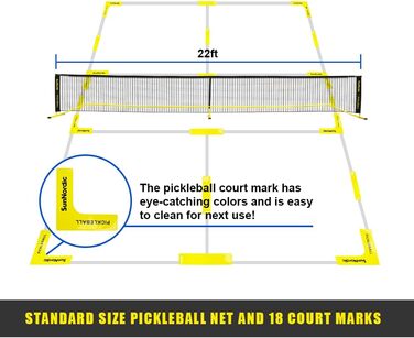 Портативна система сітки для піклболу SunNordic, сітка для піклболу довжиною 6,9 м для сімейних вправ, поліестерова сітка з атмосферостійким металевим каркасом і сумкою для перенесення, сітка для піклболу для всіх