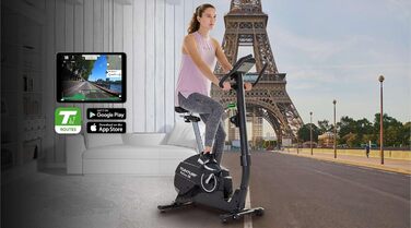 Велотренажер Tunturi FitCycle 50i/70i з LCD монітором Ергометр з додатком (Tunturi Routes & Zwift) Домашній тренажерний велосипед на 32 кроки, датчик серцевого ритму, вантажопідйомність 150 кг Tunturi Fitcycle 70i