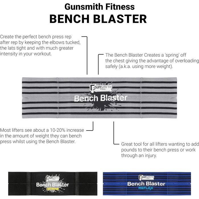 Зброяр Fitnes Bench Blaster - міцне зчеплення та зручна посадка Бластер для жиму лежачи - Силовий пояс для вправ з рогатки для важкої атлетики, пауерліфтингу, силових тренувань та жиму лежачи Sling S Extreme - Рівень 3 Сила