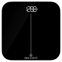 Цифрова вага INEVIFIT для людей, точна, чорна, велика платформа 28x28 см, багатокористувацька