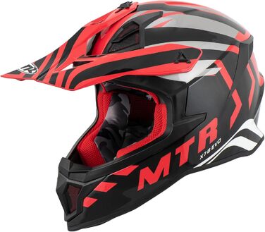 Мотошолом MTR X7B Evo для мотокросу, ECE 22.06, без візора, з вентиляцією, чорний/сріблястий/червоний, XL