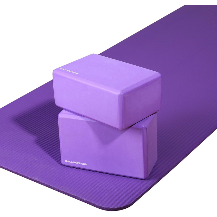 Набір 'BalanceFrom GoYoga з 2 блоків для йоги високої щільності, 9''x6''x4' кожен найновіша версія фіолетовий