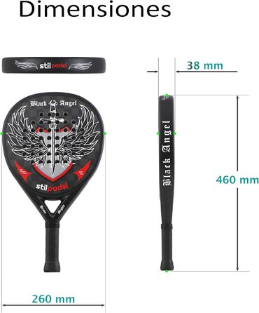 Ракетка Black Angel Padel Carbon 18K, кругла, з сумкою