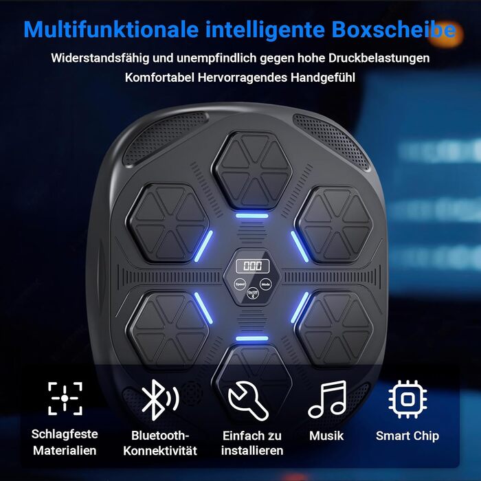 Боксерська машина ADSAQOP з рукавичками, Bluetooth, чорний