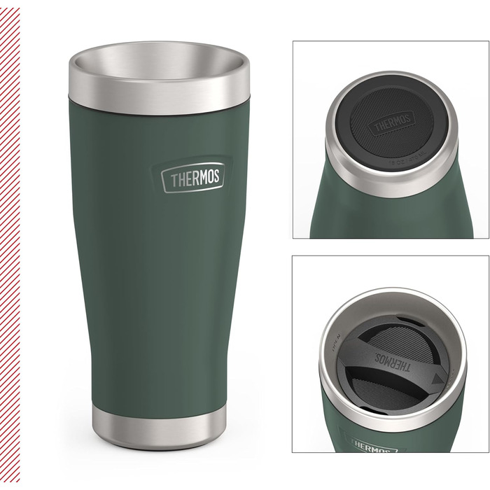 Термокружка Thermos ICON 470 мл зелена, ізольована, з нержавіючої сталі, для кави, тримає тепло 7 годин, холод 22 години, герметична, можна мити в посудомийці, BPA-free