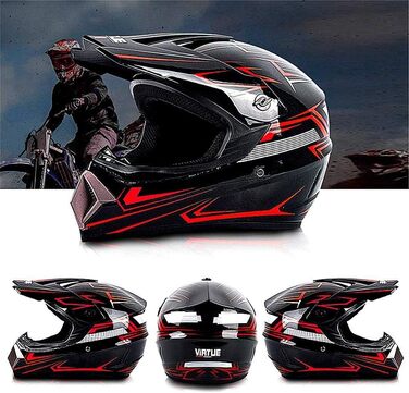 Дитячий мотокросовий шолом D.O.T, повнолицевий, для квадроцикла, BMX, Downhill, червоний, XL (58-59 см)