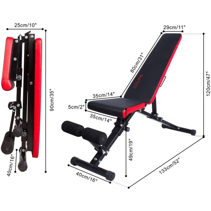 Багатофункціональна лава з вагою CCLIFE поставляється в комплекті з регульованим регулюванням в 7 напрямках складаний жим лежачи Вага Лава на похилій лаві