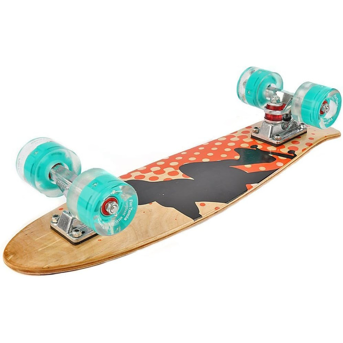 Скейтборд FunTomia Mini-Board Cruiser 57см виготовлений з 7-шарового дерева канадського клена, в т.ч. кулькові підшипники Mach1 ABEC-9 (Orange Skater / з бензиновими світлодіодними колесами)