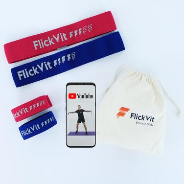 Фітнес-гумки FlickVit Physio, Beginner, Advanced, Pro, 5 Strengths + сумка