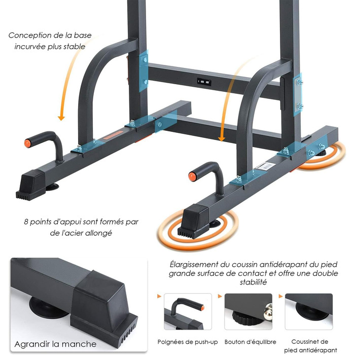 Як Dip Station Power Tower Багатофункціональна мультитренажерна підтягувальна станція з ручками для віджимання Занурювальна станція для домашнього тренажерного залу Макс.150 кг