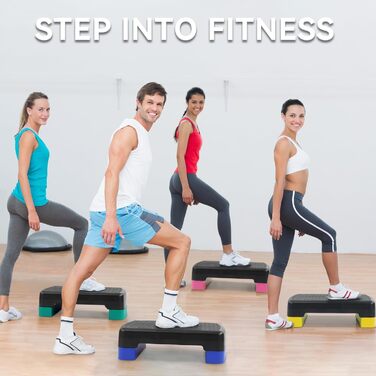 Аеробна степ-платформа Fitvids 45,7 см, регульована висота 8-14 см, для фітнесу та домашньої гімнастики, легка та портативна, з 2 підставками, різні кольори