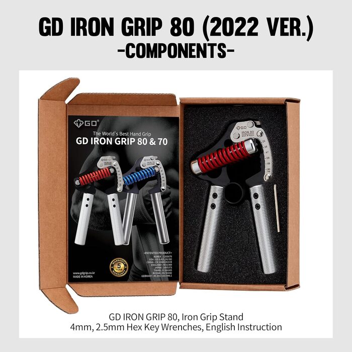 GD GRIP Iron 8 еспандер для рук, регульований, 25-80 кг, тренажер для хвату та передпліччя
