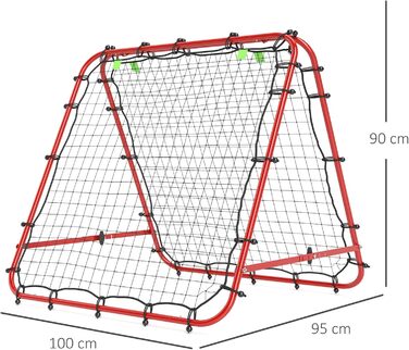 Відскік HOMCOM Football Rebounder, двосторонній, 100x95x90 см, Червоний