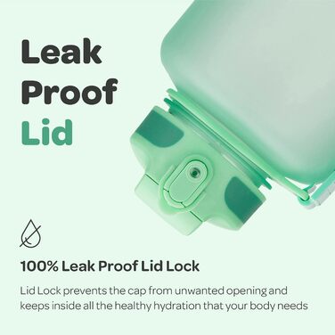 Пляшка для води Hydracy з трубочкою та часовими мітками, 2 л, BPA-free, герметична, спортивна, без конденсату, для спорту та активного відпочинку, колір аква-зелений