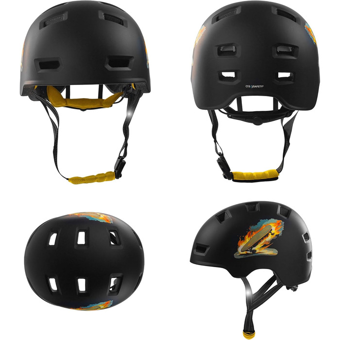 Шолом Crazy Safety Rampage Orange Schlange для велосипеда, скейтборда, роликів і BMX, регульований, розмір M (54-57 см), для чоловіків, жінок і дітей