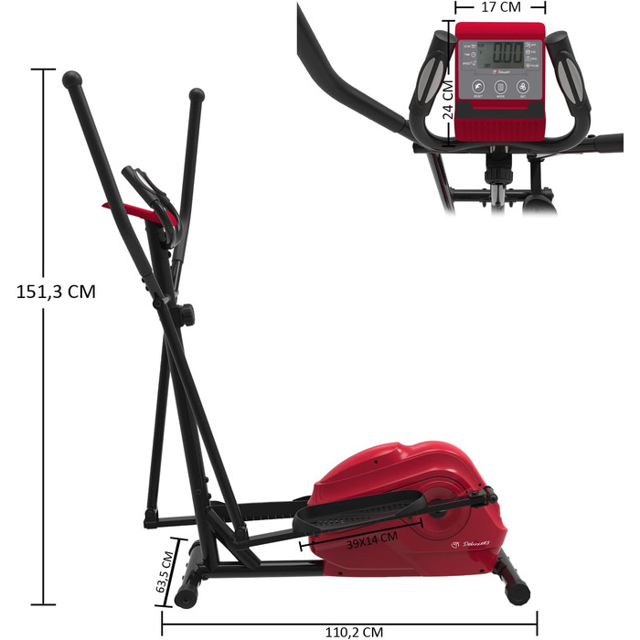 Еліптичний 8 різної інтенсивності, підключення до програми Kinomap, посилений корпус, вантажопідйомність до 150 кг, спорт вдома, червоний та чорний